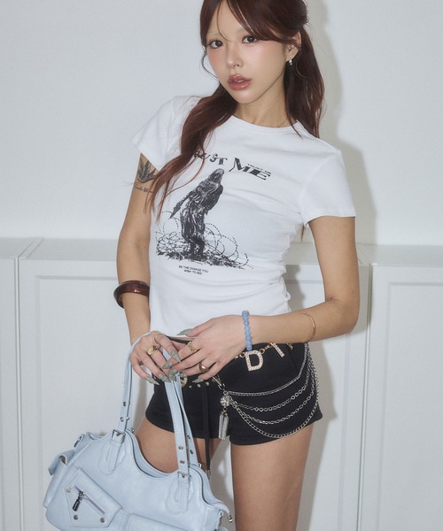 d.i.a.(ダイヤ)の「モノトーンプリントTシャツ(Tシャツ/カットソー・レディース・ホワイト/ブラック・FREE)」の10枚目の写真