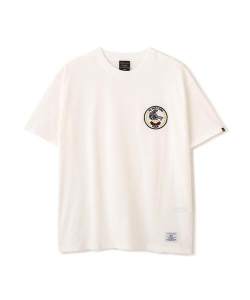 Alpha Industries（アルファインダストリーズ）の「【日本限定】Alpha Industries/アルファ インダストリーズ/MILITARY EMBLEM PATCH T‐SHIRT/ミリタリー エンブレム パッチ Tシャツ（Tシャツ/カットソー・メンズ・ホワイト系2/チャコール/ネイビー・XL/S/2XL/L/M）」の2枚目の写真