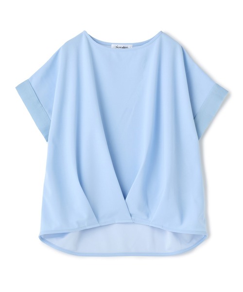 Nowadays(ナウアデイズ)の「ジョーゼットポンチTシャツ(Tシャツ/カットソー・レディース・ホワイト/ブラック/サックスブルー・FREE)」の3枚目の写真