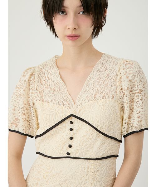 LILY BROWN(リリーブラウン)の「レースロングドレス(ドレス・レディース・ターコイズブルー/ブラック/アイボリー・0/1)」の7枚目の写真