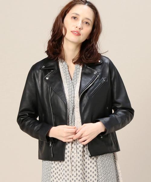 BEAUTY&YOUTH UNITED ARROWS（ビューティーアンドユースユナイテッドアローズ）の「BY シープレザーライダース ◆（ライダースジャケット・レディース・ブラック・SMALL/MEDIUM）」の2枚目の写真