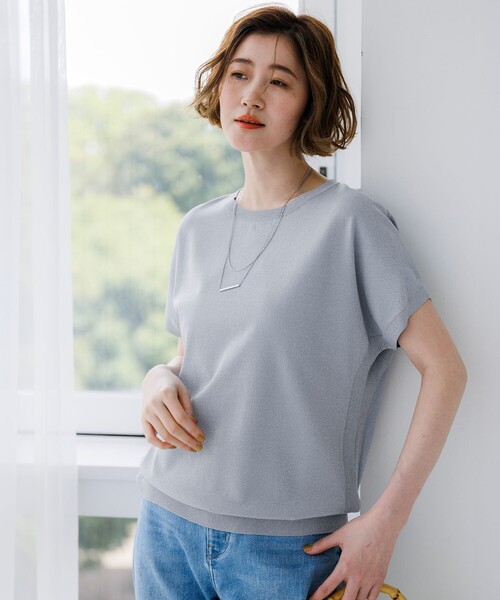 23区(ニジュウサンク)の「レーヨンポリエステルストレッチ プルオーバー ラメ ニット(ニット/セーター・レディース・ダークブラウン系/ゴールド系/ピンク系/スカイブルー系・38)」の6枚目の写真