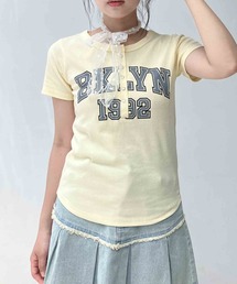 AS KNOW AS plus | 〇カレッジロゴプリント ヘンリーテレコリブ半袖Tシャツ(Tシャツ/カットソー)