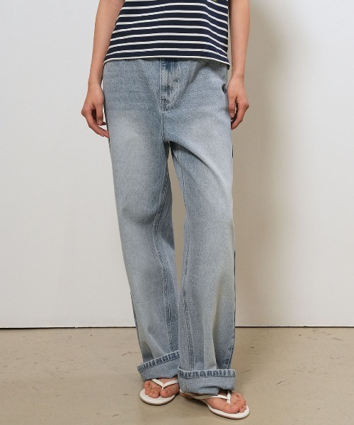 GENERAL IDEA(ジェネラルアイデア)の「【GENERAL IDEA】セミワイドデニムパンツ / SEMI-WIDE DENIM PANTS(デニムパンツ・レディース・ブルー/ライトブルー・L/M/S)」の1枚目の写真