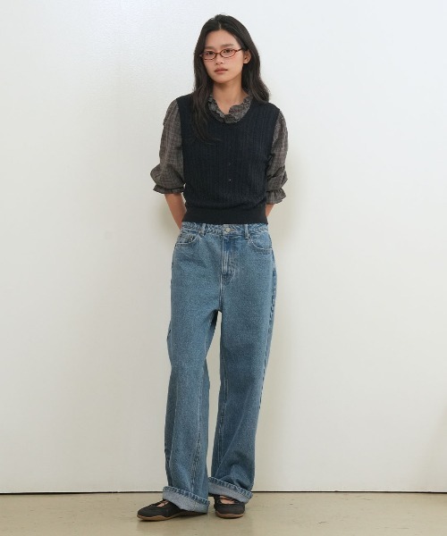 GENERAL IDEA(ジェネラルアイデア)の「【GENERAL IDEA】セミワイドデニムパンツ / SEMI-WIDE DENIM PANTS(デニムパンツ・レディース・ブルー/ライトブルー・L/M/S)」の9枚目の写真