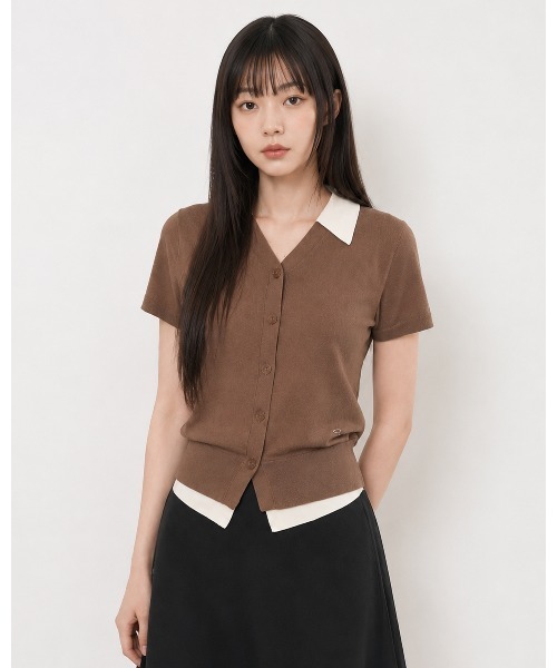 GENERAL IDEA(ジェネラルアイデア)の「【GENERAL IDEA】レイヤードハーフカーディガン / LAYERED HALF CARDIGAN(カーディガン/ボレロ・レディース・ブラック/ネイビー/モカ/ベージュ・L/M/S)」の1枚目の写真