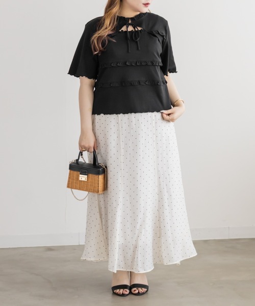 CLETTE（クレット）の「CLETTEオリジナルデコルテリボンフリルトップス（Tシャツ/カットソー・レディース・レッド/ブラック/ブルー・4L/3L/LL）」の19枚目の写真