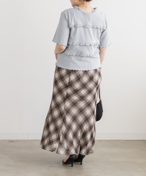 CLETTE（クレット）の「CLETTEオリジナルデコルテリボンフリルトップス（Tシャツ/カットソー・レディース・レッド/ブラック/ブルー・4L/3L/LL）」の5枚目の写真