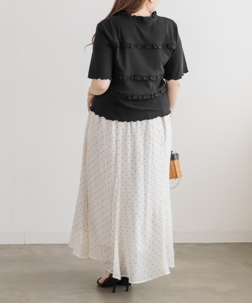 CLETTE（クレット）の「CLETTEオリジナルデコルテリボンフリルトップス（Tシャツ/カットソー・レディース・レッド/ブラック/ブルー・4L/3L/LL）」の21枚目の写真