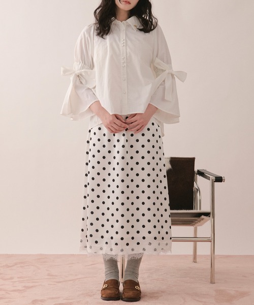 loin nuit(ロワンニュイ)の「ribbon sleeve blouse / リボンスリーブブラウス(シャツ/ブラウス・レディース・チャコールグレー/ミント/ホワイト・FREE)」の15枚目の写真