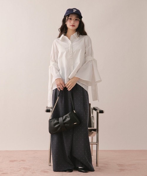 loin nuit(ロワンニュイ)の「ribbon sleeve blouse / リボンスリーブブラウス(シャツ/ブラウス・レディース・チャコールグレー/ミント/ホワイト・FREE)」の7枚目の写真
