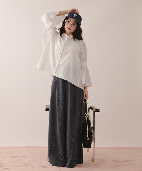 loin nuit(ロワンニュイ)の「ribbon sleeve blouse / リボンスリーブブラウス(シャツ/ブラウス・レディース・チャコールグレー/ミント/ホワイト・FREE)」の9枚目の写真