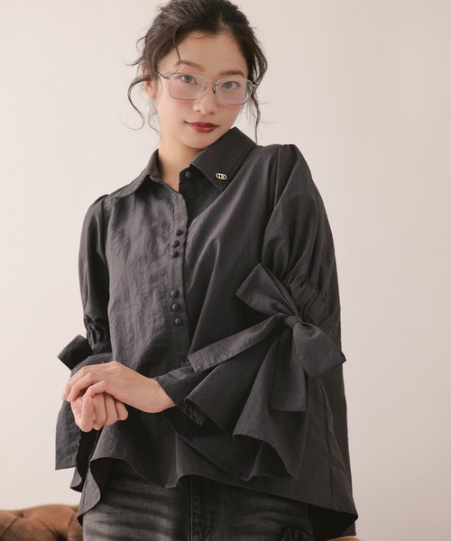 loin nuit(ロワンニュイ)の「ribbon sleeve blouse / リボンスリーブブラウス(シャツ/ブラウス・レディース・チャコールグレー/ミント/ホワイト・FREE)」の22枚目の写真