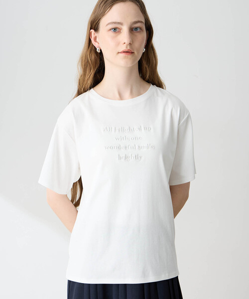 LE SOUK HOLIDAY(ルスークホリデー)の「シルケットスムース刺しゅうロゴTシャツ【接触冷感・吸水速乾・綿100%】(Tシャツ/カットソー・レディース・サックスブルー/オフホワイト・M/L)」の10枚目の写真