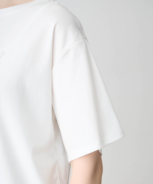 LE SOUK HOLIDAY(ルスークホリデー)の「シルケットスムース刺しゅうロゴTシャツ【接触冷感・吸水速乾・綿100%】(Tシャツ/カットソー・レディース・サックスブルー/オフホワイト・M/L)」の21枚目の写真