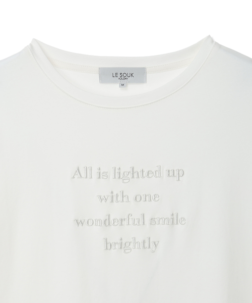 LE SOUK HOLIDAY(ルスークホリデー)の「シルケットスムース刺しゅうロゴTシャツ【接触冷感・吸水速乾・綿100%】(Tシャツ/カットソー・レディース・サックスブルー/オフホワイト・M/L)」の16枚目の写真
