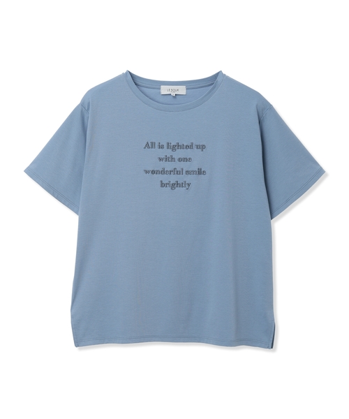 LE SOUK HOLIDAY(ルスークホリデー)の「シルケットスムース刺しゅうロゴTシャツ【接触冷感・吸水速乾・綿100%】(Tシャツ/カットソー・レディース・サックスブルー/オフホワイト・M/L)」の11枚目の写真
