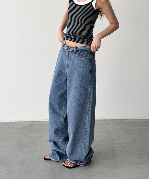CANAL JEAN(キャナルジーン)の「CALL MY NAME ウエストロールデニムパンツ(デニムパンツ・レディース・ブルー・MEDIUM/SMALL)」の10枚目の写真