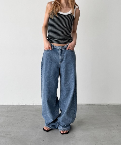 CANAL JEAN(キャナルジーン)の「CALL MY NAME ウエストロールデニムパンツ(デニムパンツ・レディース・ブルー・MEDIUM/SMALL)」の4枚目の写真