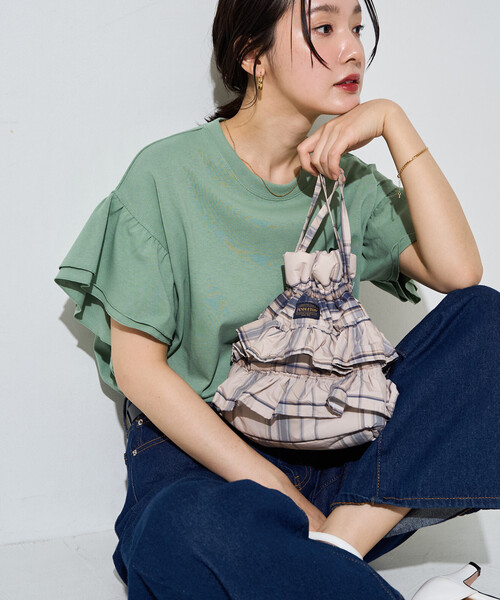 FREAK'S STORE(フリークスストア)の「限定展開 袖フリル トップス(Tシャツ/カットソー・レディース・ブラウン/ネイビー/オフホワイト/ライトグレー/グリーン/ブラック・フリ-)」の5枚目の写真