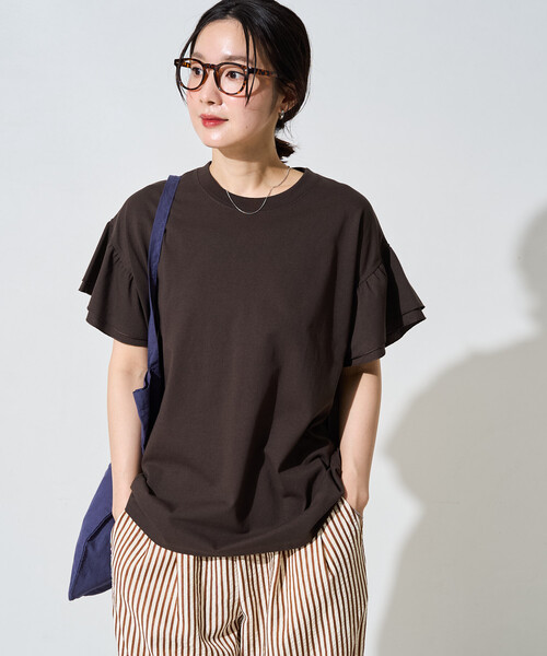 FREAK'S STORE(フリークスストア)の「限定展開 袖フリル トップス(Tシャツ/カットソー・レディース・ブラウン/ネイビー/オフホワイト/ライトグレー/グリーン/ブラック・フリ-)」の18枚目の写真