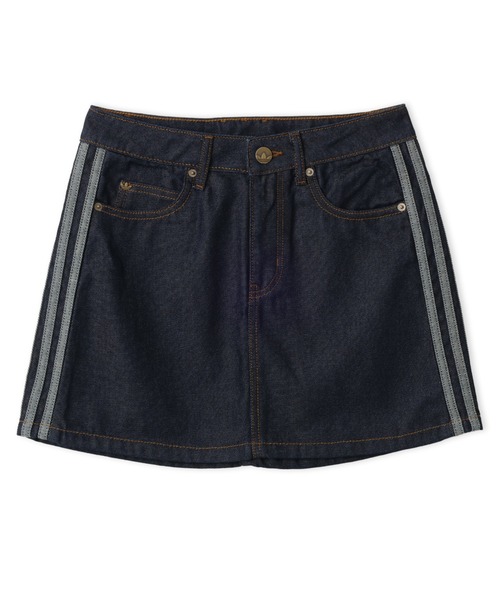 adidas(アディダス)の「adidas 3 STRIPES MINI SKIRT DENIM / アディダス 3 ストライプス ミニスカート デニム(デニムスカート・レディース・ダークインディゴブルー・M/S/L)」の4枚目の写真