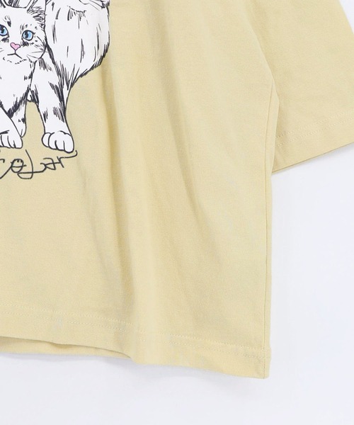 ScoLar(スカラー)の「ScoLar(スカラー) にらめっこネコちゃん ワイドTシャツ(Tシャツ/カットソー・レディース・チャコールグレー/イエロー/オフホワイト・MEDIUM)」の21枚目の写真