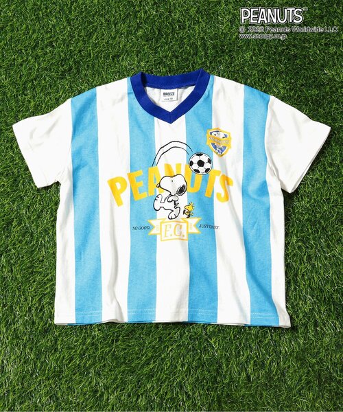 PEANUTS(ピーナッツ)の「PEANUTS サッカーユニフォーム風Tシャツ(Tシャツ/カットソー・キッズ・アイボリー/ストライプ・140/130/120/110/100/90/80)」の1枚目の写真