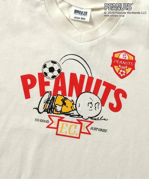 PEANUTS(ピーナッツ)の「PEANUTS サッカーユニフォーム風Tシャツ(Tシャツ/カットソー・キッズ・アイボリー/ストライプ・140/130/120/110/100/90/80)」の4枚目の写真