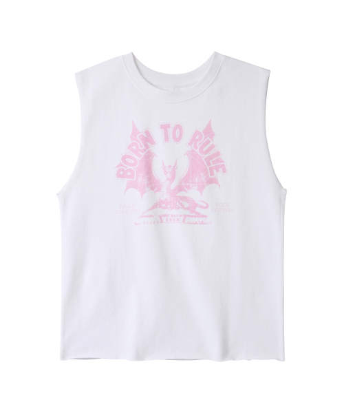 ERER(エルエル)の「Vintage Dragon Graphic Sleeveless White(Tシャツ/カットソー・レディース・ホワイト・1/2)」の5枚目の写真
