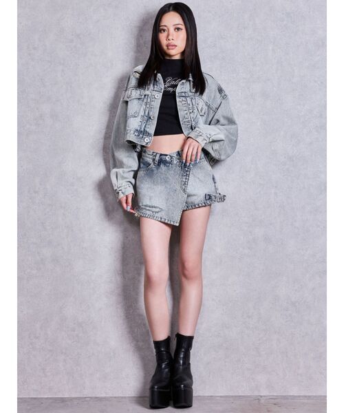 GYDA(ジェイダ)の「belt collarダメージショートデニムGジャン(デニムジャケット・レディース・インディゴブルー/ライトブルー/ブルー・FREE)」の19枚目の写真