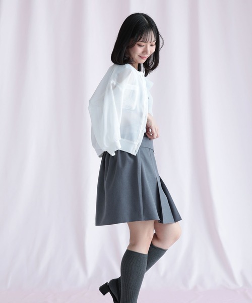 Ruwan yu(ルワンユー)の「ツイルラップ風プリーツミニスカパン【大きいサイズ対応】(スカート・レディース・ブラック/チャコール・LL/3L/4L/5L)」の17枚目の写真