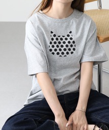20/-天竺 ねこドットプリントTシャツ 26SS 半袖