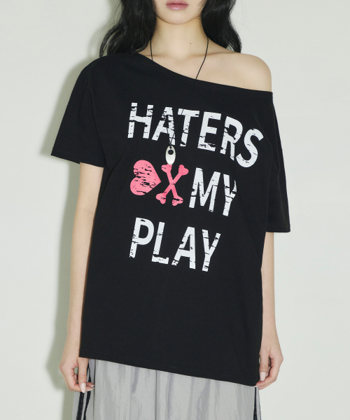 SLEEKGLOW（スリック グロウ）の「HATERS ワンショルダーTシャツ[ブラック]（Tシャツ/カットソー・レディース・その他・FREE）」の20枚目の写真