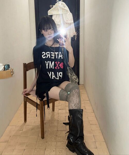 SLEEKGLOW（スリック グロウ）の「HATERS ワンショルダーTシャツ[ブラック]（Tシャツ/カットソー・レディース・その他・FREE）」の18枚目の写真