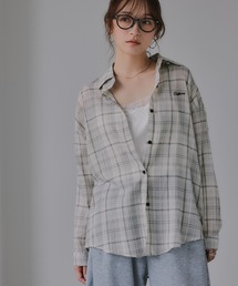 210nouve | 刺繍 チェック シアー シャツ(シャツ/ブラウス)