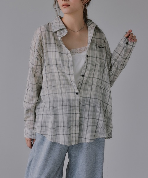210nouve(トゥージュヌーブ)の「刺繍 チェック シアー シャツ(シャツ/ブラウス・レディース・オレンジ/ホワイト/ブルー・FREE)」の16枚目の写真