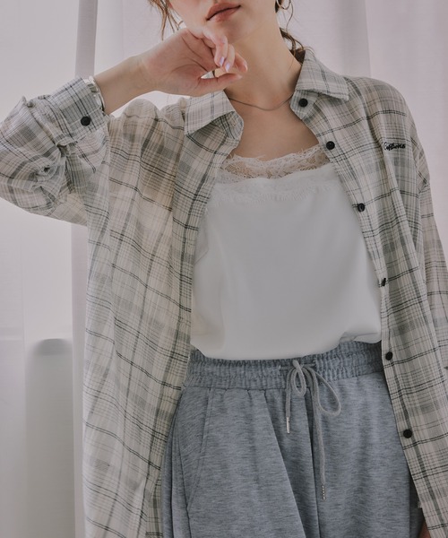 210nouve(トゥージュヌーブ)の「刺繍 チェック シアー シャツ(シャツ/ブラウス・レディース・オレンジ/ホワイト/ブルー・FREE)」の17枚目の写真