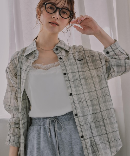 210nouve(トゥージュヌーブ)の「刺繍 チェック シアー シャツ(シャツ/ブラウス・レディース・オレンジ/ホワイト/ブルー・FREE)」の22枚目の写真