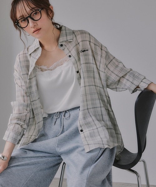210nouve(トゥージュヌーブ)の「刺繍 チェック シアー シャツ(シャツ/ブラウス・レディース・オレンジ/ホワイト/ブルー・FREE)」の21枚目の写真