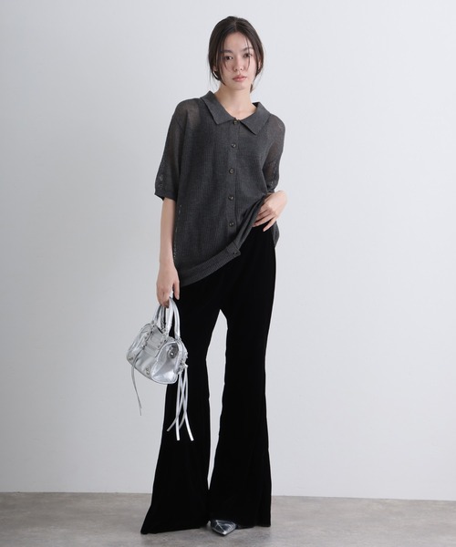 ElegChic(エレグシック)の「メッシュ編み5分袖ポロカーディガン(カーディガン/ボレロ・レディース・ブラック/グレー・4L/XL/M)」の18枚目の写真