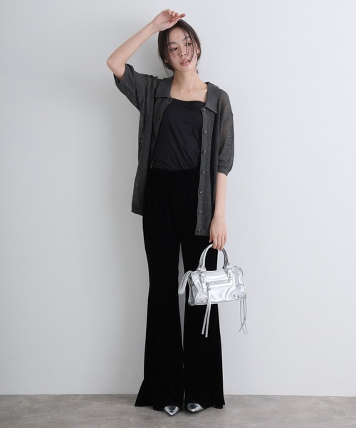 ElegChic(エレグシック)の「メッシュ編み5分袖ポロカーディガン(カーディガン/ボレロ・レディース・ブラック/グレー・4L/XL/M)」の22枚目の写真