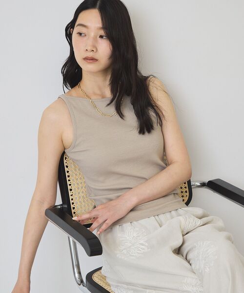 AMERICAN HOLIC（アメリカンホリック）の「【抗菌防臭・UVカット】アメスリリブタンクトップ（タンクトップ・レディース・オフホワイト/その他7/グレイッシュベージュ・M/L）」の2枚目の写真