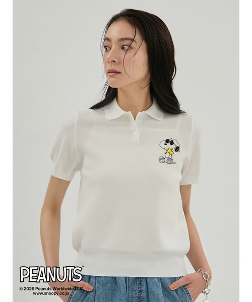 Mila Owen(ミラオーウェン)の「【PEANUTS】刺繍ポロニットトップス(ポロシャツ・レディース・グリーン/ピンク/その他/ホワイト・F)」の8枚目の写真