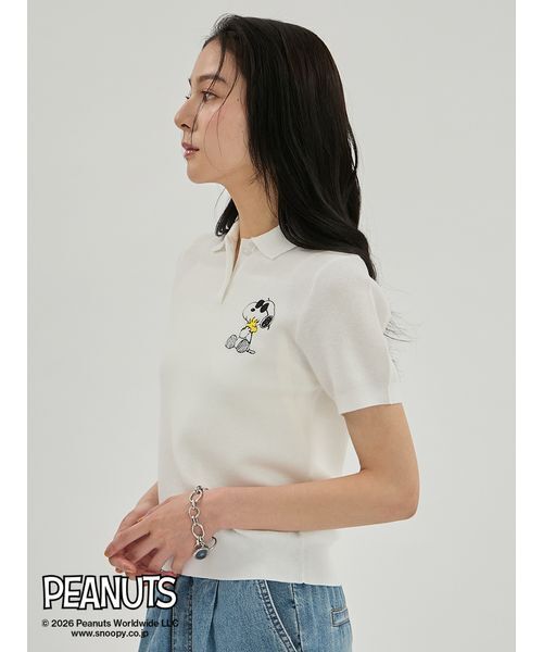 Mila Owen(ミラオーウェン)の「【PEANUTS】刺繍ポロニットトップス(ポロシャツ・レディース・グリーン/ピンク/その他/ホワイト・F)」の9枚目の写真