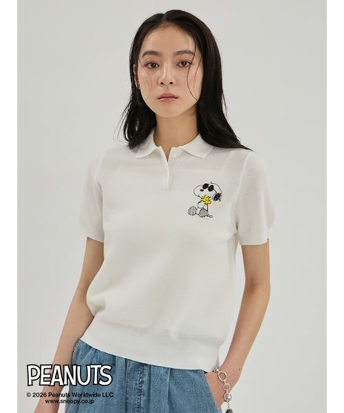 Mila Owen(ミラオーウェン)の「【PEANUTS】刺繍ポロニットトップス(ポロシャツ・レディース・グリーン/ピンク/その他/ホワイト・F)」の12枚目の写真