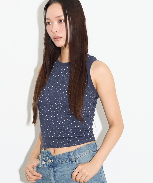 3.3 Field Trip (3.3フィールドトリップ)の「3.3 Field Trip/スターモチーフタンク(Tシャツ/カットソー・レディース・グレー/ネイビー/イエロー・FREE)」の13枚目の写真