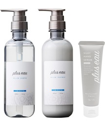 plus eau（プリュスオー）の「プリュスオー メロウシャンプー メロウトリートメント ハンドクリーム トリプルセットb 450ml+450ml+50g 各1本入（ヘアケアキット/ギフトセット）」