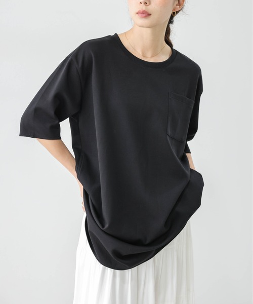 La-gemme（ラジェム）の「ラウンドヘム ロングTシャツ（Tシャツ/カットソー・レディース・ブラック/カーキブラウン/アイボリー・フリー）」の11枚目の写真