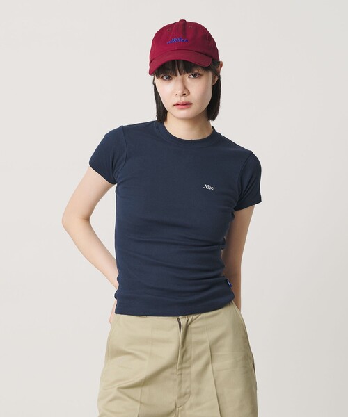 NICE WEATHER(ナイスウェザー)の「<NICE WEATHER>ロゴヘルシー Tシャツ(Tシャツ/カットソー・レディース・ホワイト/ライトピンク/ネイビー・M/S)」の3枚目の写真